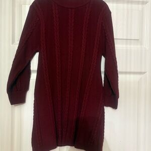Mia Bella girls Burgundy Cable Knit Sweater Dress